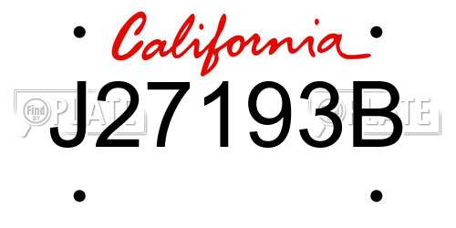 J27193B California License Plate