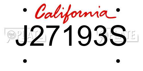 J27193S California License Plate