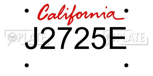 J2725E California License Plate