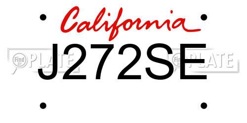 J272SE California License Plate