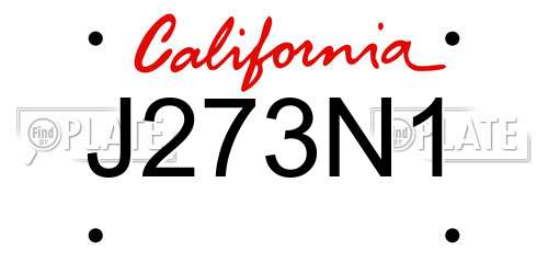 J273N1 California License Plate