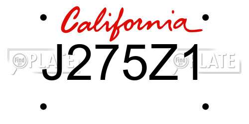 J275Z1 California License Plate
