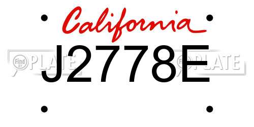 J2778E California License Plate