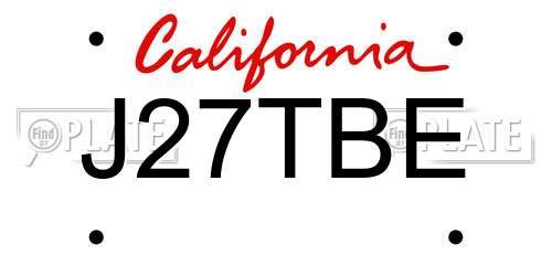 J27TBE California License Plate