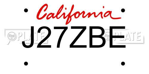 J27ZBE California License Plate