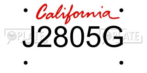 J2805G California License Plate