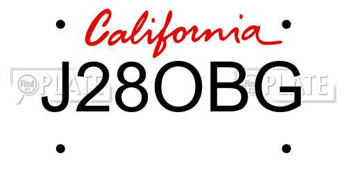 J28OBG California License Plate