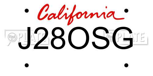 J28OSG California License Plate