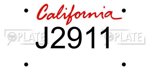 J2911 California License Plate