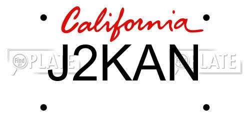 J2KAN California License Plate