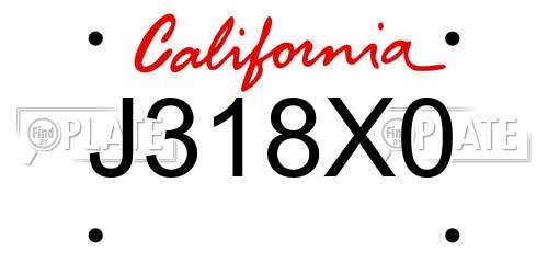 J318X0 California License Plate
