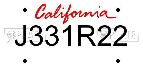 J331R22 California License Plate