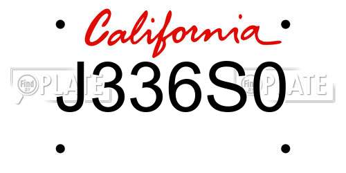 J336S0 California License Plate