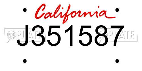 J351587 California License Plate