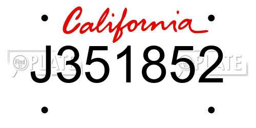 J351852 California License Plate