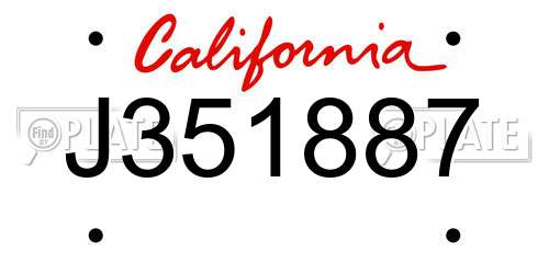 J351887 California License Plate
