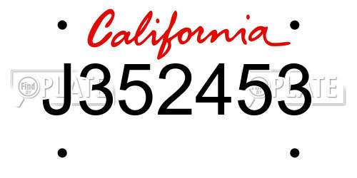 J352453 California License Plate