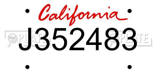 J352483 California License Plate