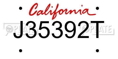 J35392T California License Plate