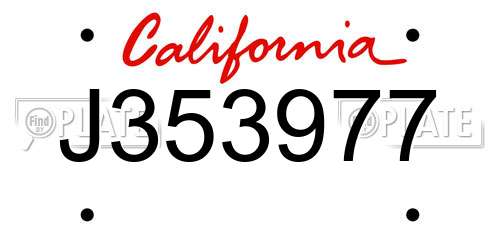 J353977 California License Plate