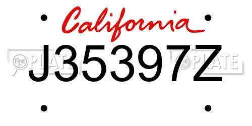 J35397Z California License Plate