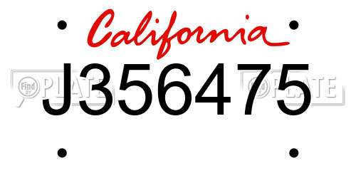 J356475 California License Plate