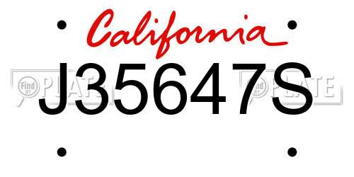 J35647S California License Plate
