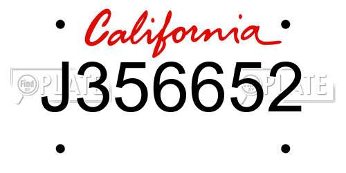 J356652 California License Plate