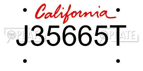 J35665T California License Plate