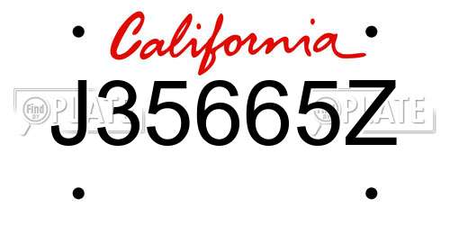 J35665Z California License Plate
