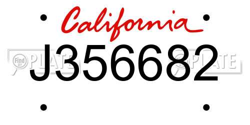 J356682 California License Plate