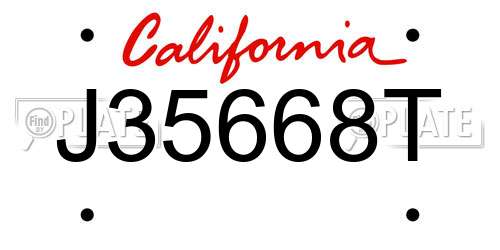 J35668T California License Plate