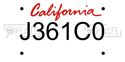 J361C0 California License Plate