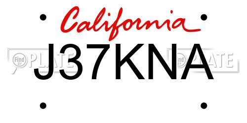 J37KNA California License Plate