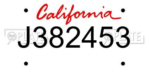 J382453 California License Plate