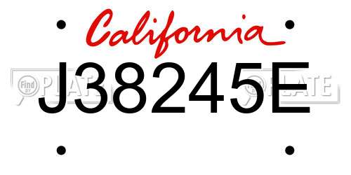 J38245E California License Plate