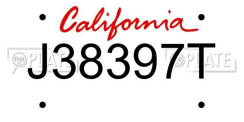 J38397T California License Plate