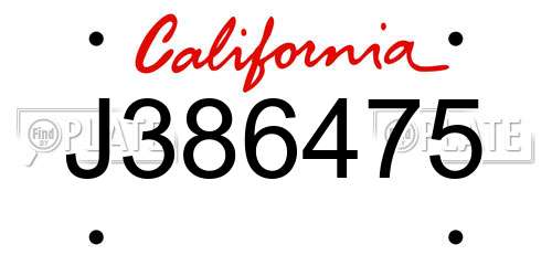 J386475 California License Plate