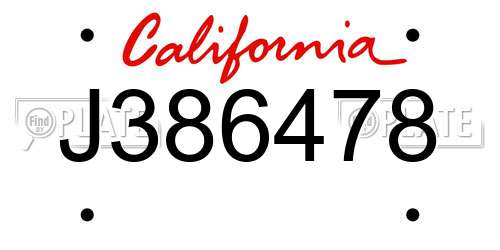 J386478 California License Plate