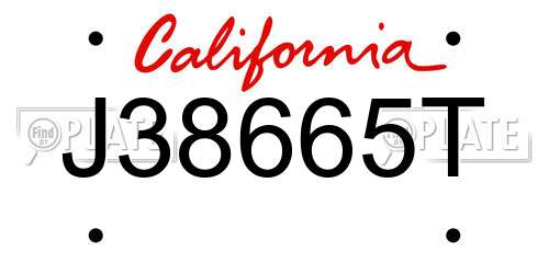 J38665T California License Plate
