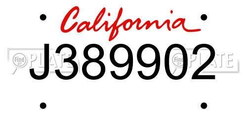 J389902 California License Plate