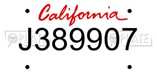 J389907 California License Plate