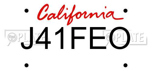 J41FEO California License Plate