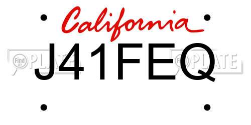 J41FEQ California License Plate