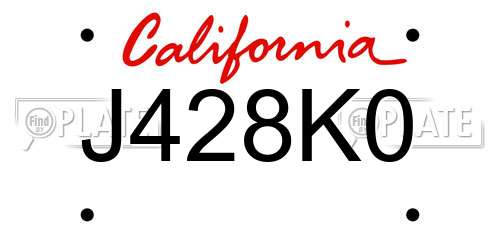J428K0 California License Plate