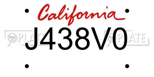 J438V0 California License Plate