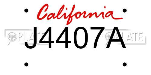 J4407A California License Plate