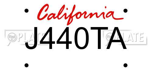 J440TA California License Plate