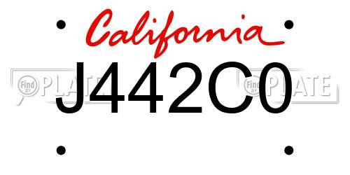 J442C0 California License Plate