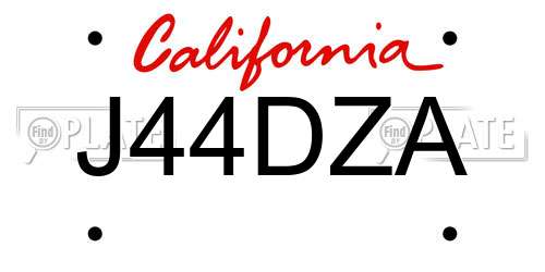 J44DZA California License Plate